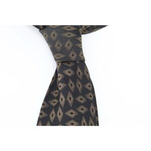 Fendi Roma Tie Mens Black Gold Geometric 100% Silk Made In Italy Luxury Necktie
